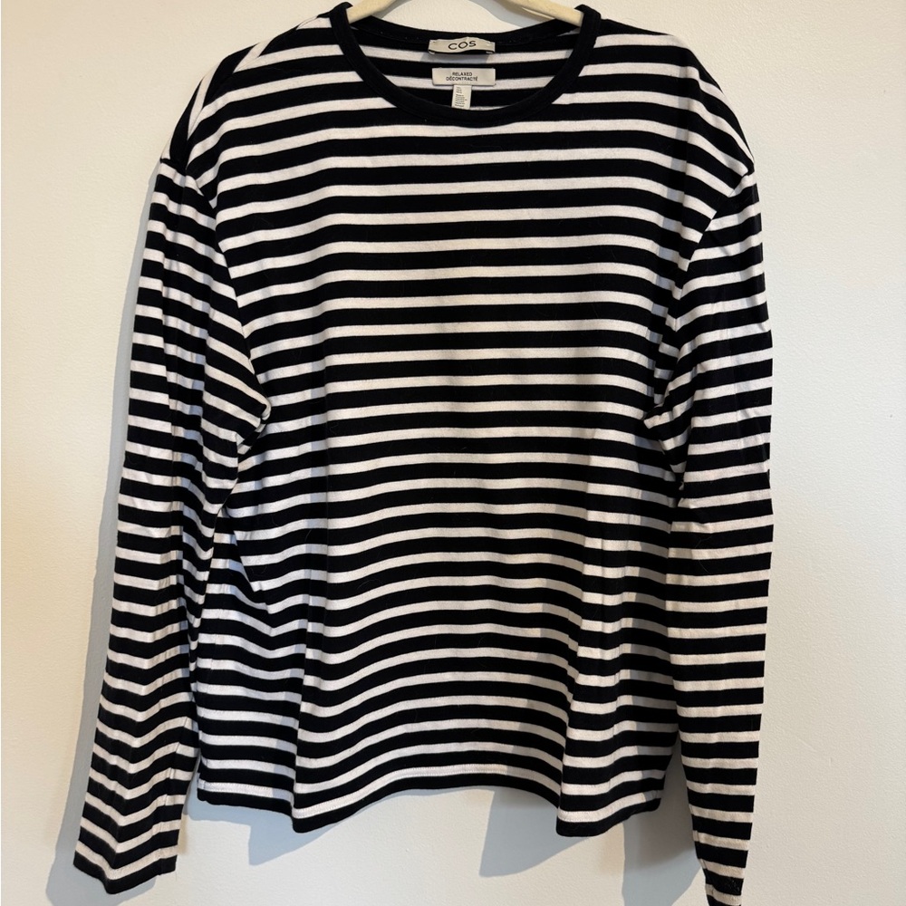 COS White and Blue Long Sleeve Tee
